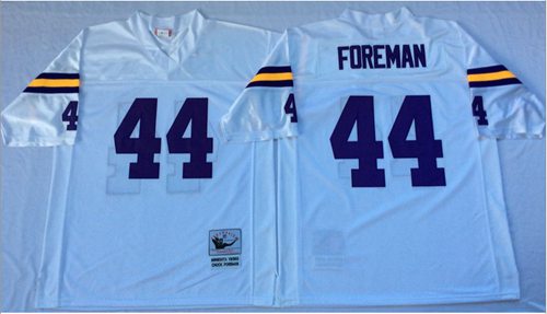 Mitchell And Ness Vikings #44 Chuck Foreman White Throwback Stitched NFL Jersey